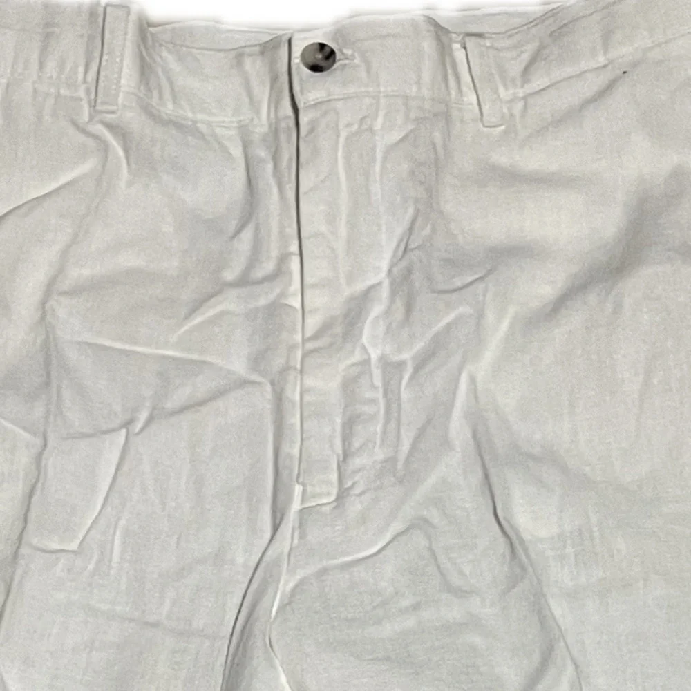 🍄Alan Flusser Pants Mens Linen Rayon Blend Beachy Tropical Pleated 36 x 25